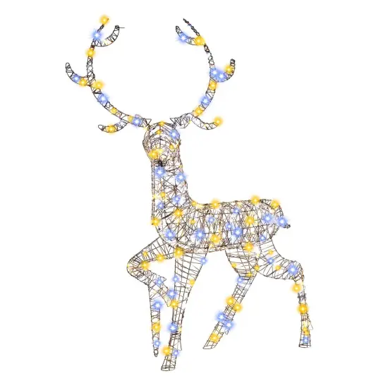 Costway 4.6 FT Pre-Lit Christmas Reindeer with 170 Bright LED Lights Zip Ties Ground Stakes {5}