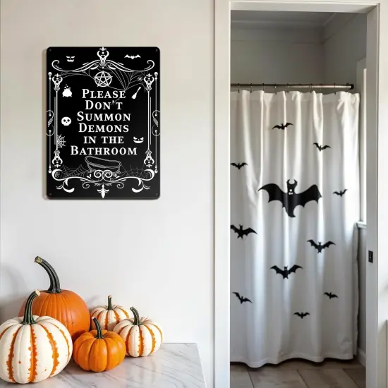 Funny Black Metal Sign for Bathroom Decorations {2}