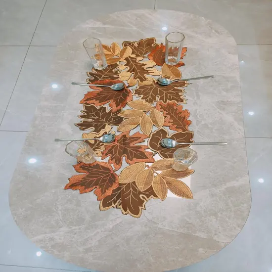 Fall Leaf Embroidered Table Runner {2}