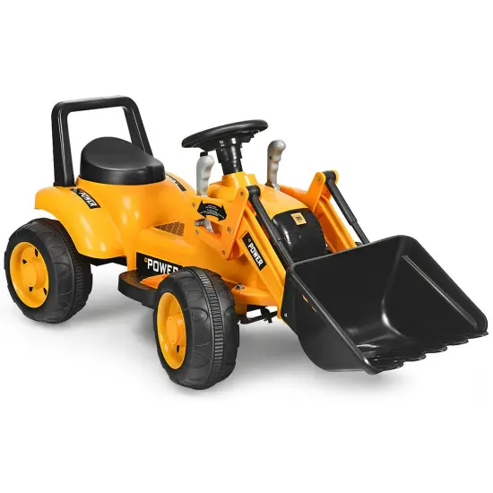 Costway Kids Ride On Excavator Digger 6V Battery Powered Tractor w/Digging Bucket Yellow {1}