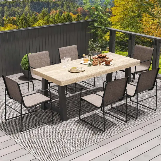 Costway 2/4 PCS Outdoor Dining Chairs Patio Furniture Chair with Breathable Seat & Backrest {2}