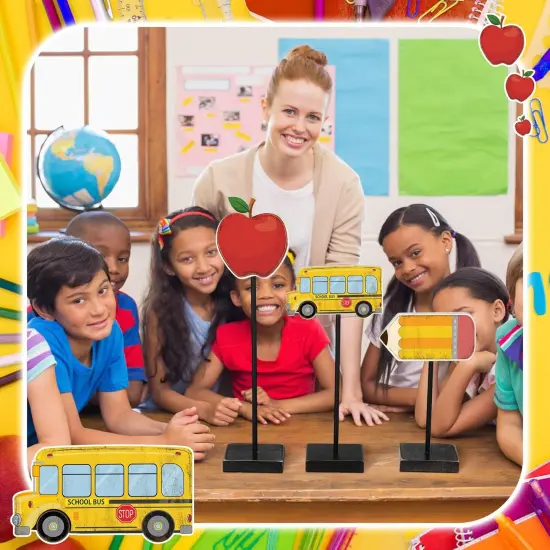 3 Pcs Welcome Back to School Desk Sign Bus {5}