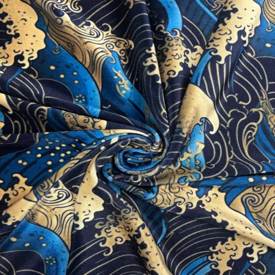 1 Yard Golden Waves Printed Velvet Four Way Stretch Fabric for Costumes and Dancewear {2}