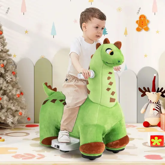 Costway 6V Kids Ride on Dinosaur with Padded Sea Foot Pedal Music Forward & Wheels {3}