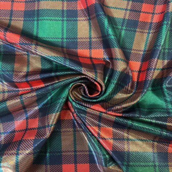 1 Yard Red and Green Plaid Mystique Spandex Fabric for Costumes Leggings Dancewear Holiday Looks (36" x 60")Inches Wide {1}