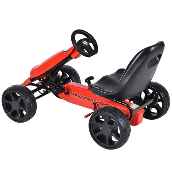 Costway Go Kart Kids Ride On Car Pedal Powered 4 Wheel Racer Stealth Outdoor Toy {4}