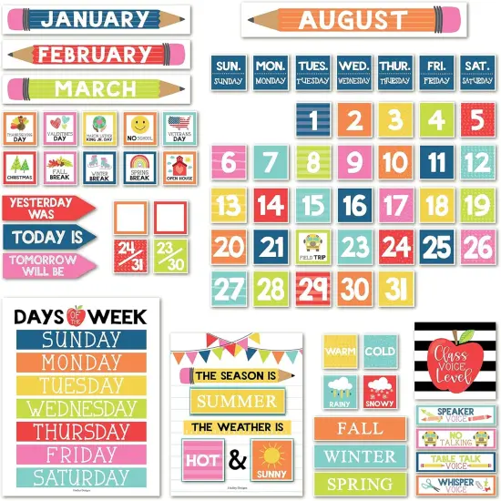 Colorful Classroom Calendar Set Bulletin Board Sets For Teachers {1}