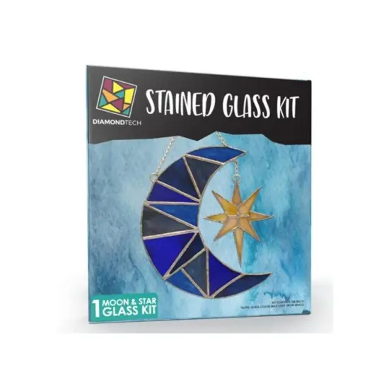 Studio Pro Pre-Cut Stained Glass Kit - Moon & Star - Make Your Own Beautiful Stained Glass Project with Ease {1}