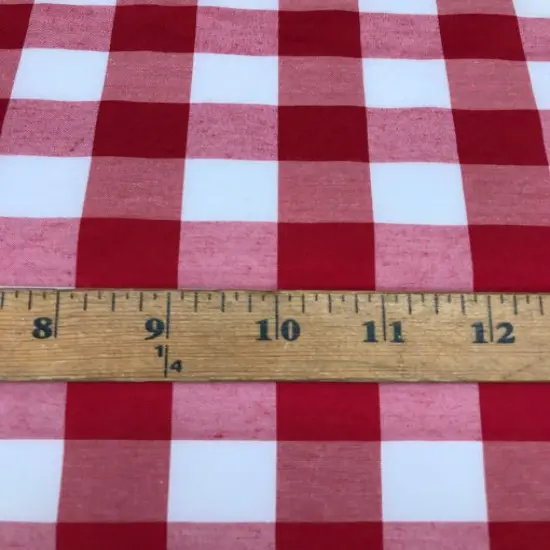 1 Yard Red 1&Prime; Gingham Checkered Poly Cotton Fabric 58/59 Inch Wide Lightweight Cloth for Dresses & Table Linens {1}