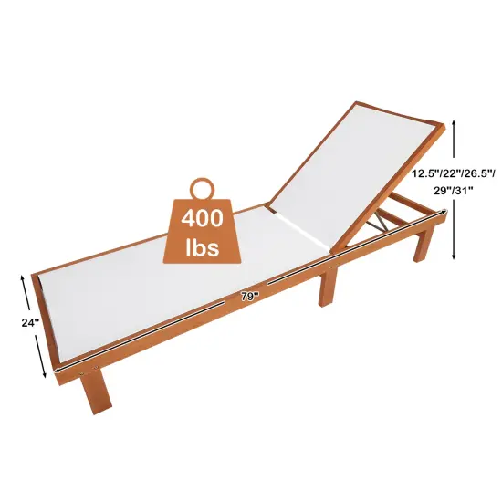 Costway 2PC Patio Lounge Chair Chaise Solid Wood Back Adjustable Recliner Deck Furniture {2}