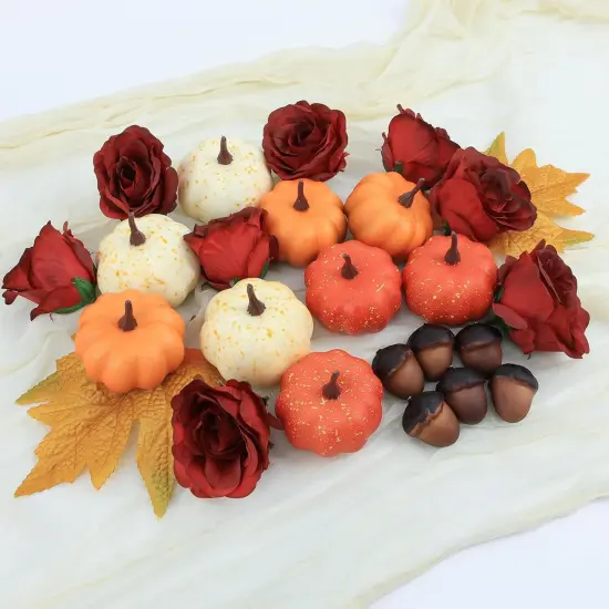 Fake Pumpkins for Table Decoration, 25 Pcs Orange {4}