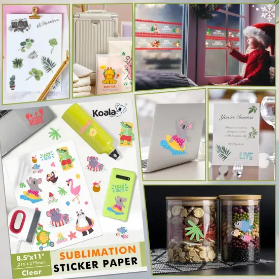 Koala Sublimation Sticker Paper Glossy White Vinyl Waterproof 8.5x11 {3}