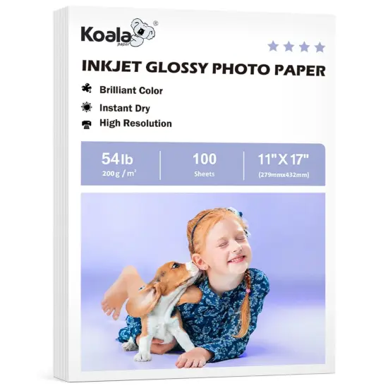 Koala Premium Glossy Photo Paper 11x17 - Thick 54lb 200gsm for Inkjet {1}