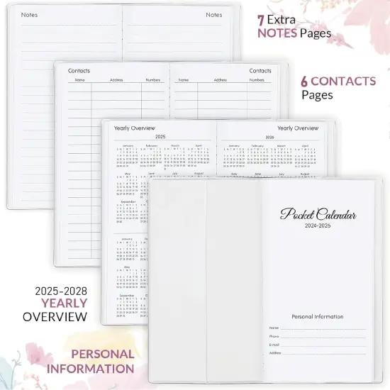 Pocket Calendar Planner 2025-2026 - 3.7" x 6.7" (Wildflower) {4}