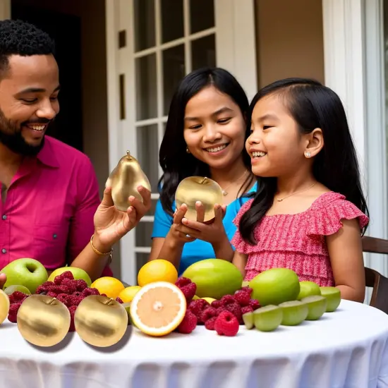 6Pcs Lifelike Fake Fruits - Golden {5}