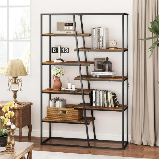 Costway 71" Tall Bookshelf with Heavy-duty Metal Frame 7-Tier Industrial Etagere Bookcase {4}