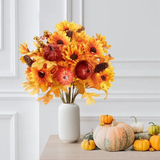 Artificial Fall Flowers 4 Pcs Floral Arrangement {5}