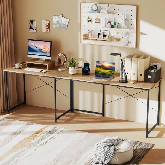 Costway L-Shaped Reversible Computer Desk 2-Person Long Table w/Monitor Stand {2}