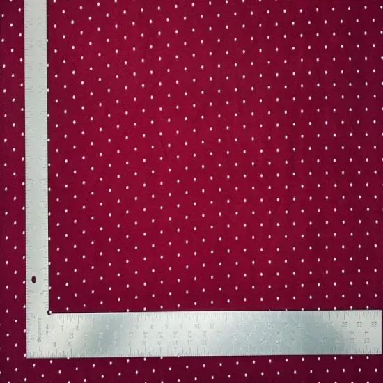 1 Yard Liverpool Knit Polka Pin Dot Fabric Medium Weight Textured Stretch Fabric for Clothing 58"60" Width Red/White {3}