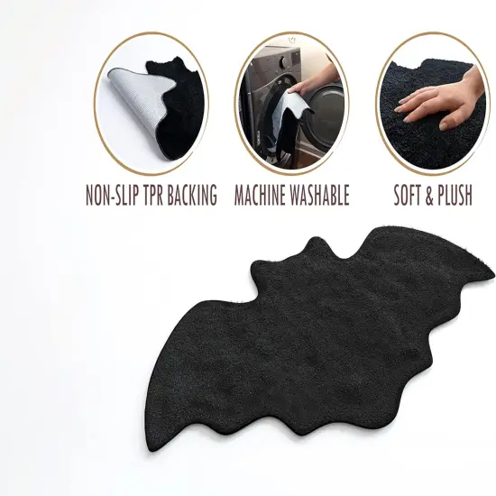 Halloween Bats Bathroom Rug Black Gothic Goth {5}