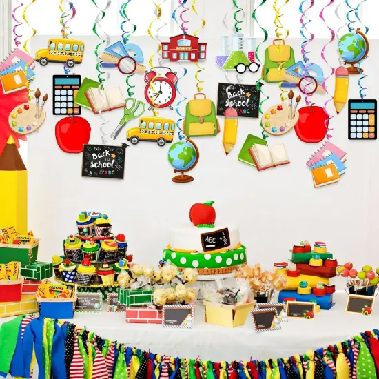 Back To School Hanging Swirls Decorations 30 Pack {4}