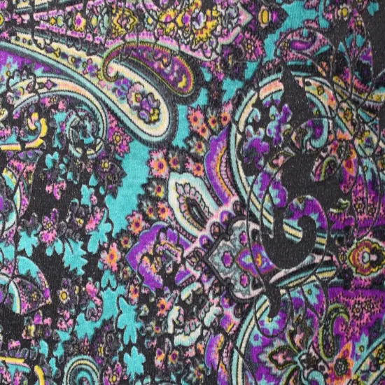 1 Yard Teal and Purple Paisley Fabric Multipurpose {3}