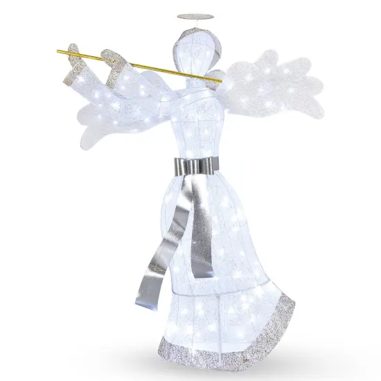 Costway Pre-Lit Angel Christmas Decoration, Artificial Christmas Decor w/ 100 LED Lights {2}
