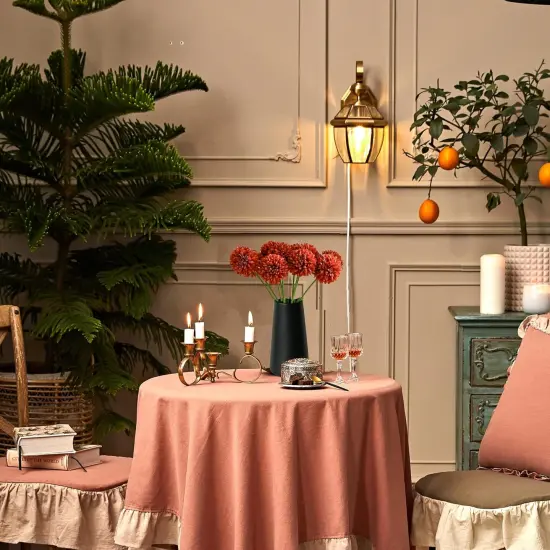 Orange Artificial Ball Chrysanthemum 12 Stems Faux Flowers {5}