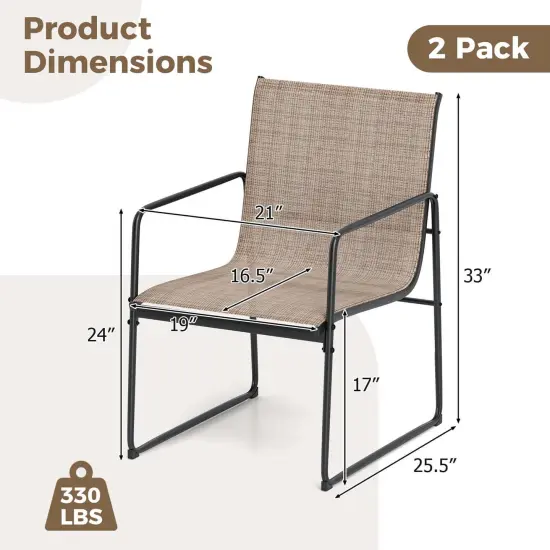 Costway 2/4 PCS Outdoor Dining Chairs Patio Furniture Chair with Breathable Seat & Backrest {3}
