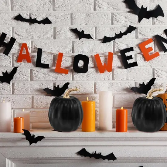 4 Pcs Black Artificial Pumpkins {4}