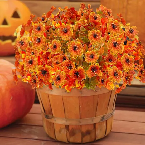 Artificial Fall Flowers for Outdoors - (10PCS,Orange) {3}