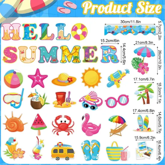 71 Pcs Hawaiian Hello Summer Bulletin Board Set {2}