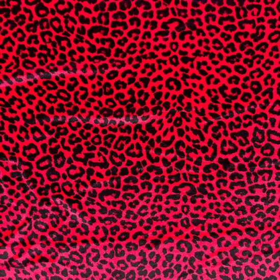 1 Yard Red Leopard Print Stretch Velvet Fabric for Costumes Leggings Dancewear Streetwear {1}