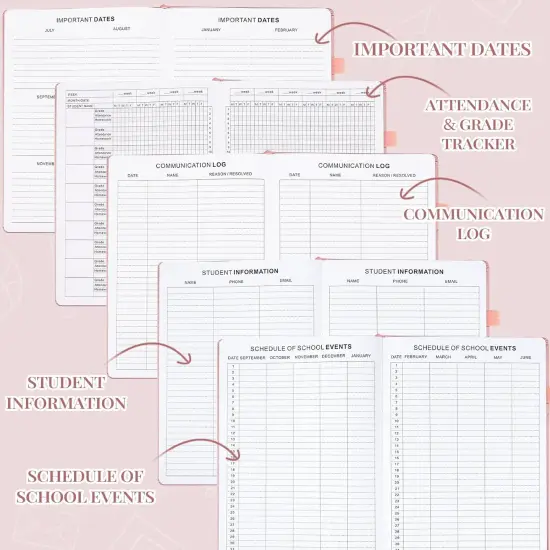 Homeschool Undated Teacher Planner - 8.5 * 11&rdquo; - Rose Gold {5}