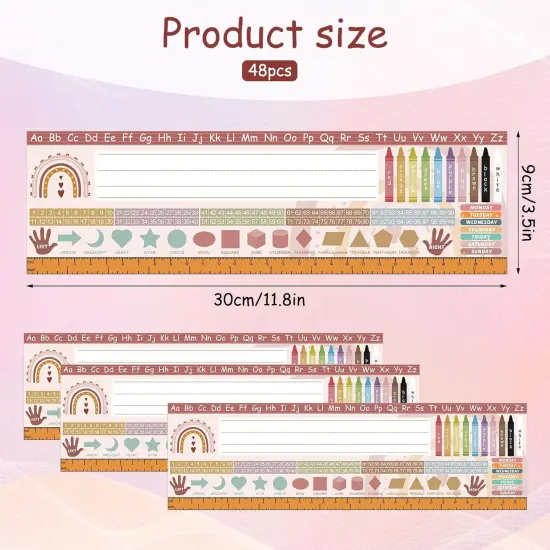 48 Pcs Boho Rainbow Desk Name Tags, Multipurpose Name Plates Alphabet {2}