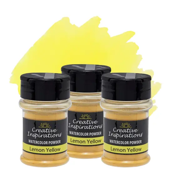 Creative Inspirations Powder Watercolor Paint 3 Pack - 38g Shaker Bottle, Lemon Yellow - Dye-Based Water-Soluble Crystalline Pigments - Non-Toxic, Perfect for Abstract and Spontaneous Effects {1}