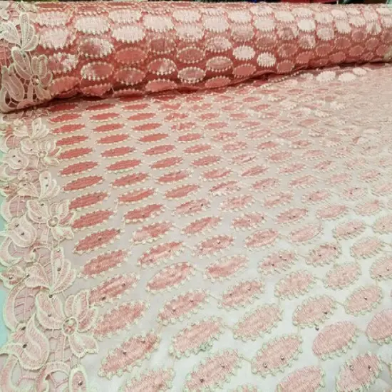 1 Yard Multicolor Floral Bridal Mesh Lace Fabric for Wedding Dresses 50/54 Inch Width {1}