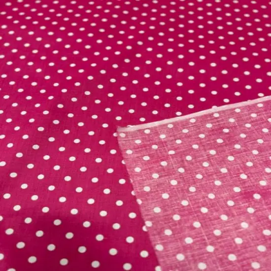 1 Yard Small Polka Dot Poly Cotton Fabric 60" White/Red {3}
