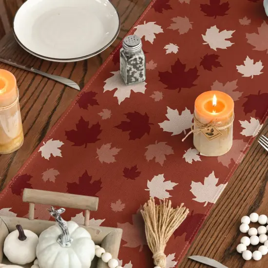 Maple Leaf 210 GSM Fall Table Runner, Seasonal Autumn Kitchen Dining Table-13x72 Inch {4}