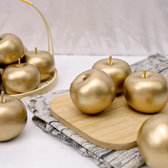 6 PCS Artificial Gold Apple Fake Apples Fruit Home Party Christmas Decoration {3}