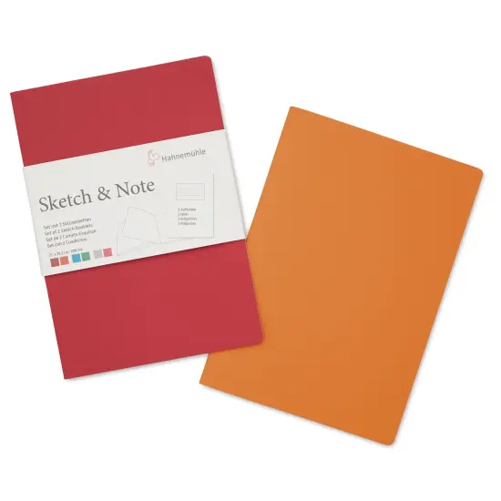 Hahnem&uuml;hle Sketch and Note Booklets - Red and Orange, 8.3" x 11.7", Pkg of 2 {1}
