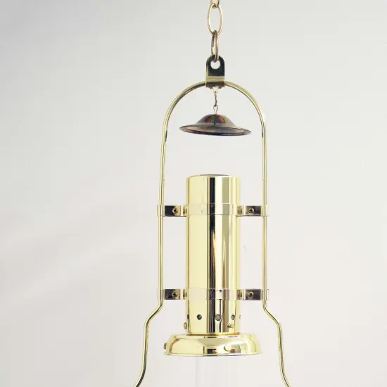 Aladdin Brass Hanging Oil Lamp with Larger Fuel Tank, Genie III Chandelier for Homesteaders or Emergencies, 28 in tall, Brass Trim {6}