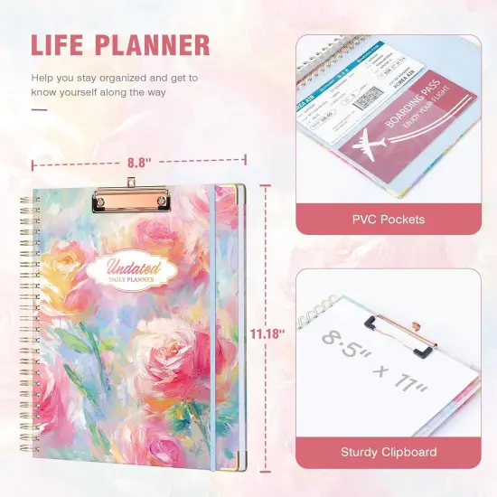 Spiral Bound Teacher Planner - 8.5 x 11 (Rose) {3}