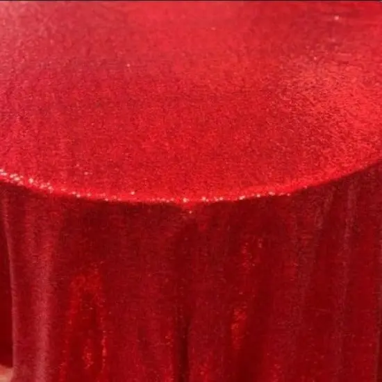 1 Yard Glitz Sequin Tablecloth 90 Inch Round Durable Polyester for Parties and Weddings Fuchsia {4}