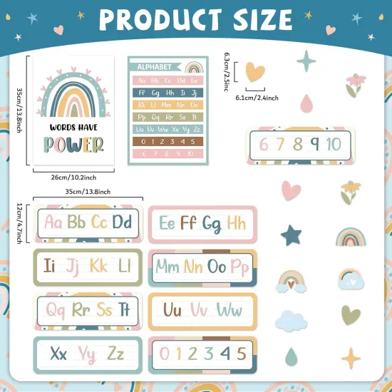 Boho Alphabet and Number Line Posters Rainbow Bulletin Board Decorations {2}