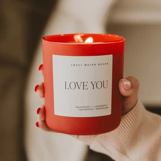 Love You Soy Candle - Red Matte Jar - 15 oz {4}