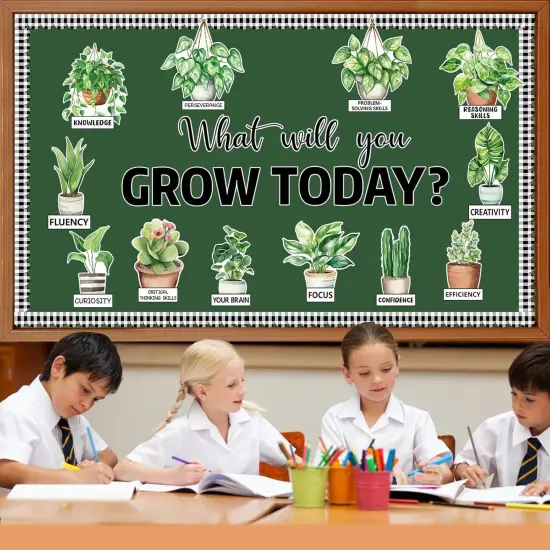 Summer Greenery Potted Plant Bulletin Board Set - Green {4}