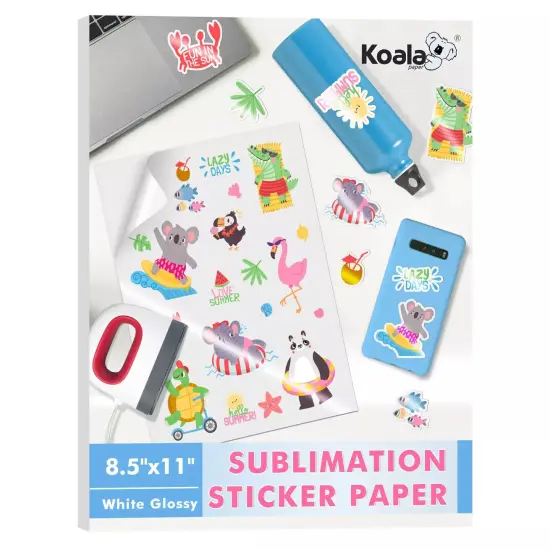 Koala Sublimation Sticker Paper Glossy White Vinyl Waterproof 8.5x11 {1}