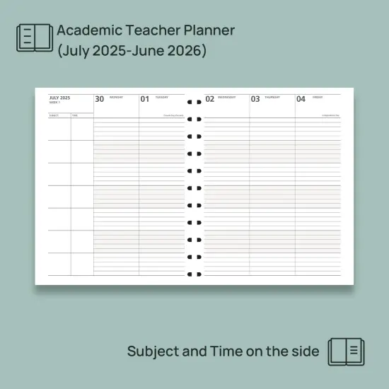 Teacher Planner 2025-2026, (Disc-Bound Letter Size - 8.5'' x 11'') - Light Pink {3}
