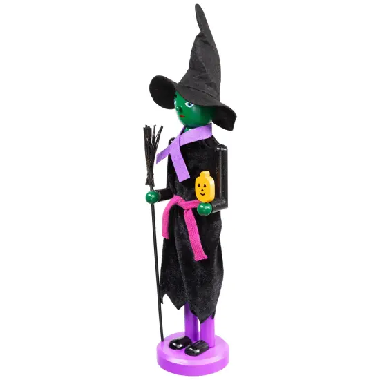 Northlight Witch Halloween Nutcracker with Broom - 14" - Black and Purple {5}